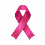 Pink ribbon symbolizing breast cancer awareness.